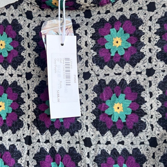 Rowe Three Tiered Dress Grey/Purple- Quilt Print  Long Maxi Modest Girls 10 New - Picture 4 of 8